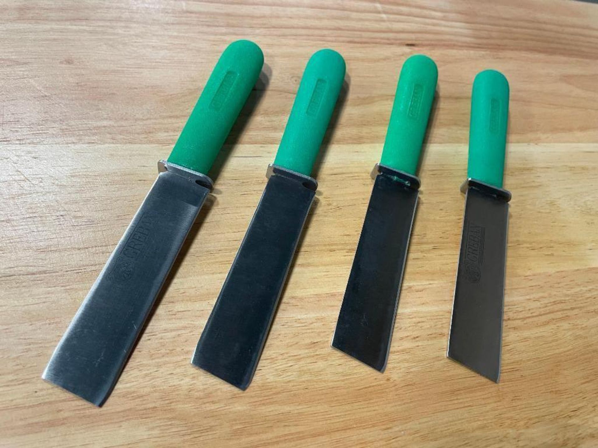4.5"GREEN HANDLE GREBAN CUT-OFF KNIVES, LOT OF 4 - Image 2 of 3
