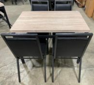 43.5" RECTANGLE RESTAURANT TABLE WITH (4) BELNICK STACKING BANQUET CHAIRS