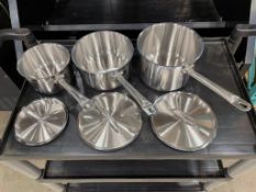 4.5QT, 3.5QT & 2QT HEAVY DUTY STAINLESS SAUCE PAN SET INDUCTION CAPABLE - NEW