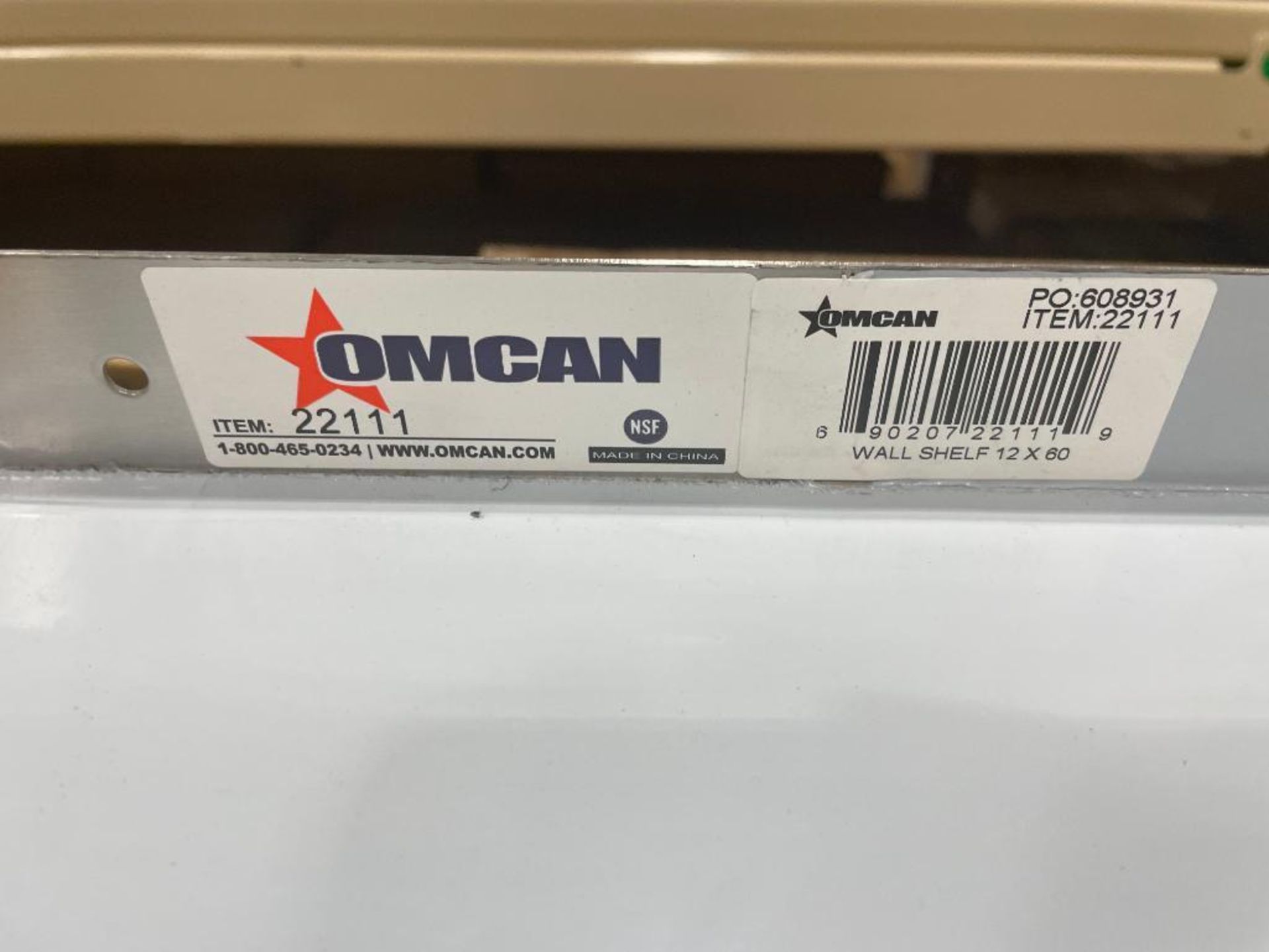 60" X 12" STAINLESS STEEL WALL SHELF - OMCAN 22111 - NEW - Image 4 of 4