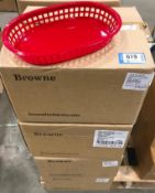 10" OVAL PLASTIC FOOD RED BASKETS, BROWNE 496FR - LOT OF 144 - NEW