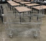 47" 4 TIER WIRE MOBILE MERCHANDISE STACKING BASKETS