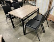 43.5" RECTANGLE RESTAURANT TABLE WITH (4) BELNICK STACKING BANQUET CHAIRS
