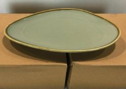 4 CASES OF TERRASTONE 11 1/2" SAGE GREEN OVAL PLATTER - 12/CASE, ARCOROC - NEW