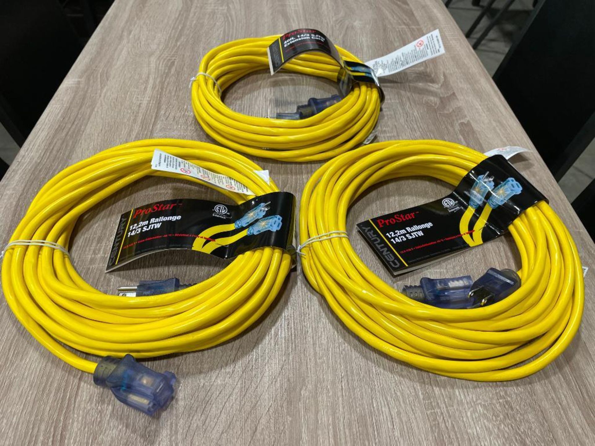CENTURY, PRO STAR - 40' 14/3 SJTW EXTENSION CORD YELLOW - NEW - LOT OF 3