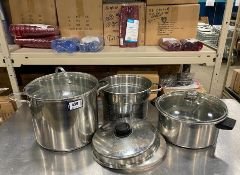 (2) ASSORTED STOCK POTS & STEAMER INSERTS