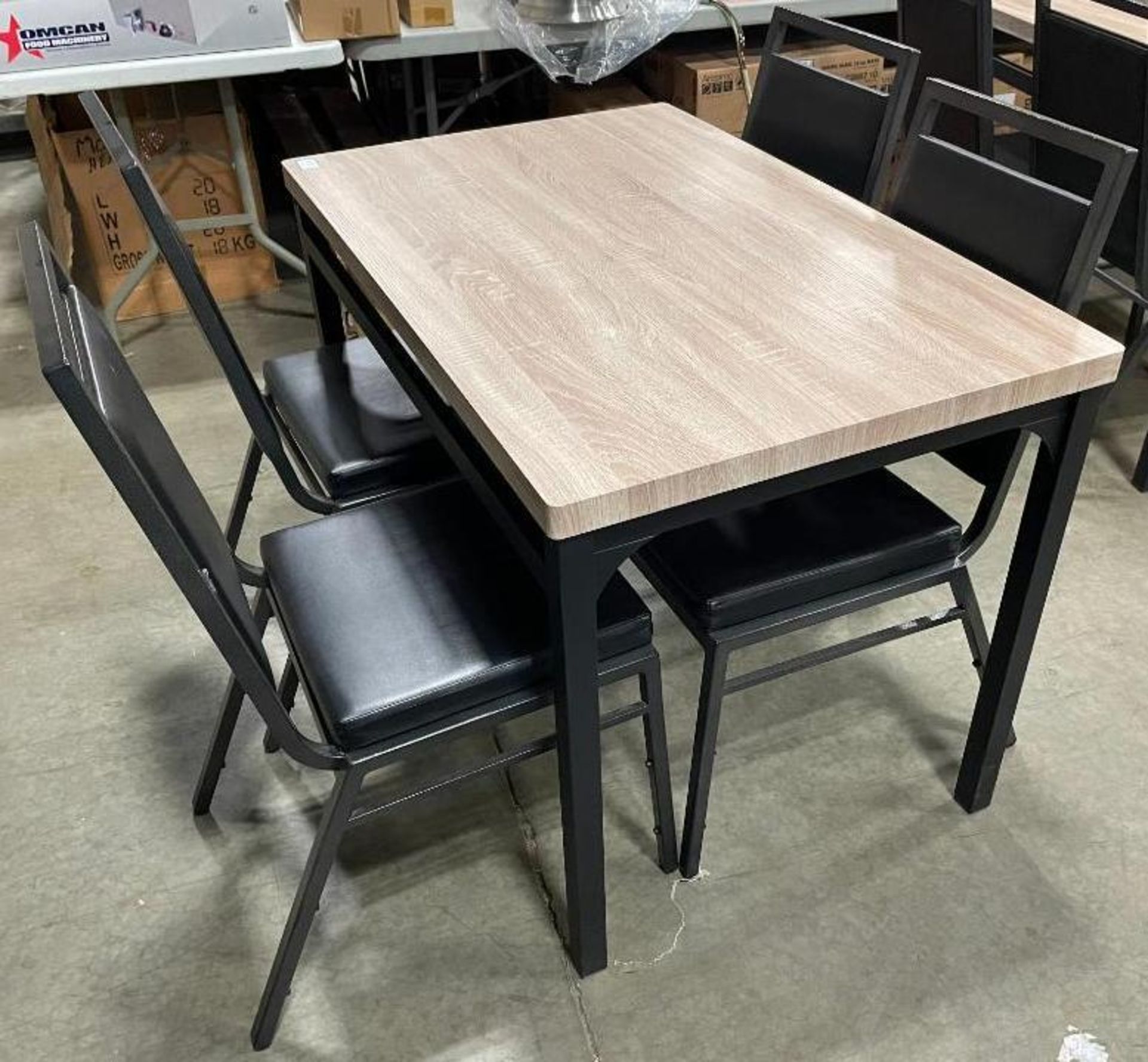 43.5" RECTANGLE RESTAURANT TABLE WITH (4) BELNICK STACKING BANQUET CHAIRS - Image 2 of 5