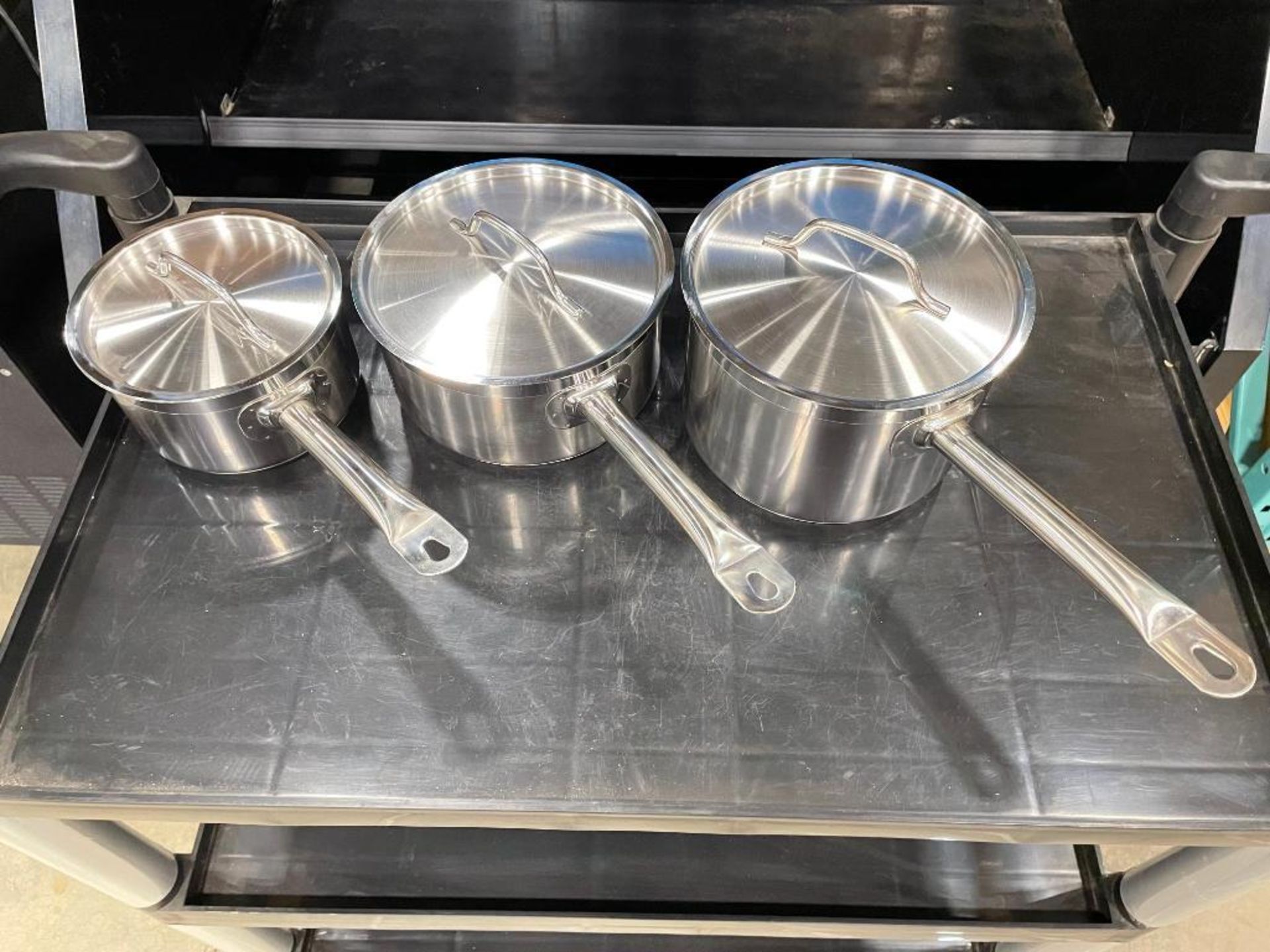 6QT, 4.5QT & 2QT HEAVY DUTY STAINLESS SAUCE PAN SET INDUCTION CAPABLE – NEW - Image 3 of 4