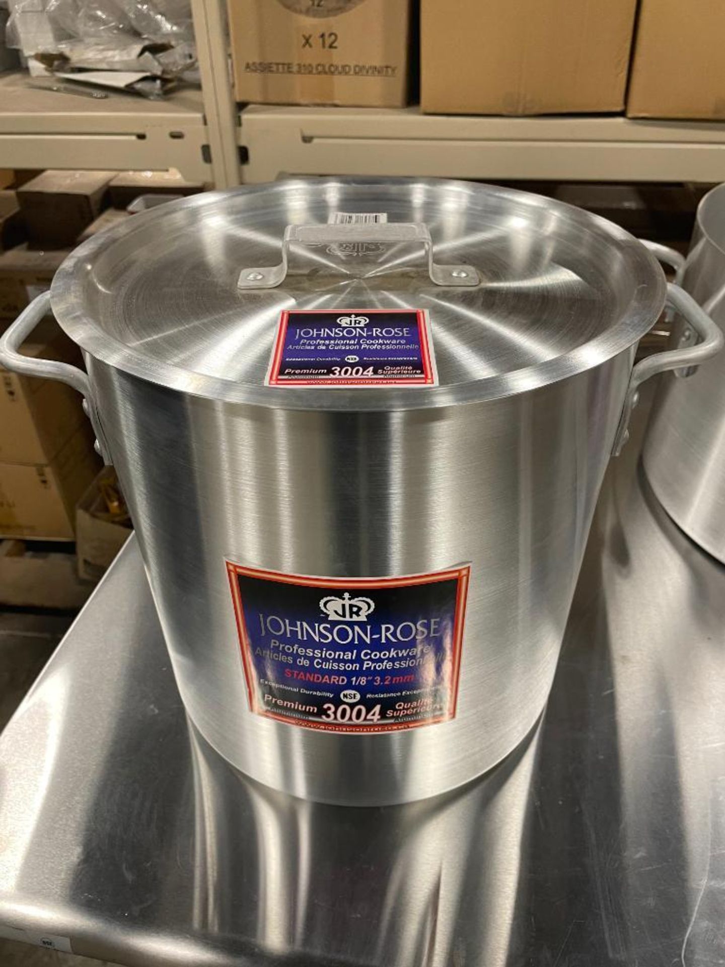 24QT PREMIUM ALUMINUM STOCK POT WITH COVER, JOHNSON ROSE 65524 - NEW