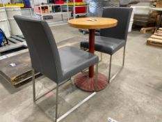 Round Metal Base Table with (2) Metal Frame Padded Chairs
