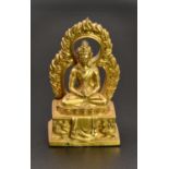 A SINO-TIBETAN GILT BRONZE BUDDHA, QING DYNASTY, 18TH CENTURY