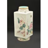 A CHINESE FAMILLE-ROSE PORCELAIN ‘CONG’ VASE, LATE 19TH/EARLY 20TH CENTURY