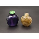 A CHINESE AMETHYST GLASS SNUFF BOTTLE, QING DYNASTY, 19TH CENTURY