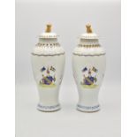 Ω A PAIR OF SAMSON OF PARIS CHINESE EXPORT STYLE ARMORIAL VASES AND COVERS, 19TH CENTURY