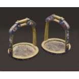 A PAIR OF CHINESE CLOISONNÉ ENAMEL BRONZE STIRRUPS, QING DYNASTY, LATE 19TH CENTURY