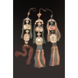 A GROUP OF THREE CHINESE ‘PEKIN KNOT’ AND EMBROIDERED CHARMS, LATE 19TH/EARLY 20TH CENTURY