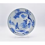 A CHINESE BLUE AND WHITE PORCELAIN PLATE, QING DYNASTY, KANGXI PERIOD, 1662 – 1722
