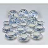 TWELVE CHINESE BLUE AND WHITE PORCELAIN TEA BOWLS AND SAUCERS, KANGXI PERIOD, 1662 – 1722