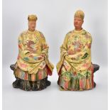 A PAIR OF CHINESE EXPORT NODDING-HEAD CLAY FIGURES, QING DYNASTY, QIANLONG PERIOD, 1736 – 1795