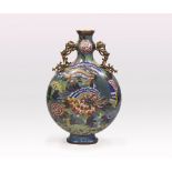 A LARGE CHINESE CLOISONNE ENAMEL AND GILT-BRONZE MOON FLASK, JIAQING PERIOD, 1796 - 1820