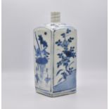 A CHINESE BLUE AND WHITE PORCELAIN SQUARE BOTTLE, MING DYNASTY, WANLI PERIOD, 1573 - 1620