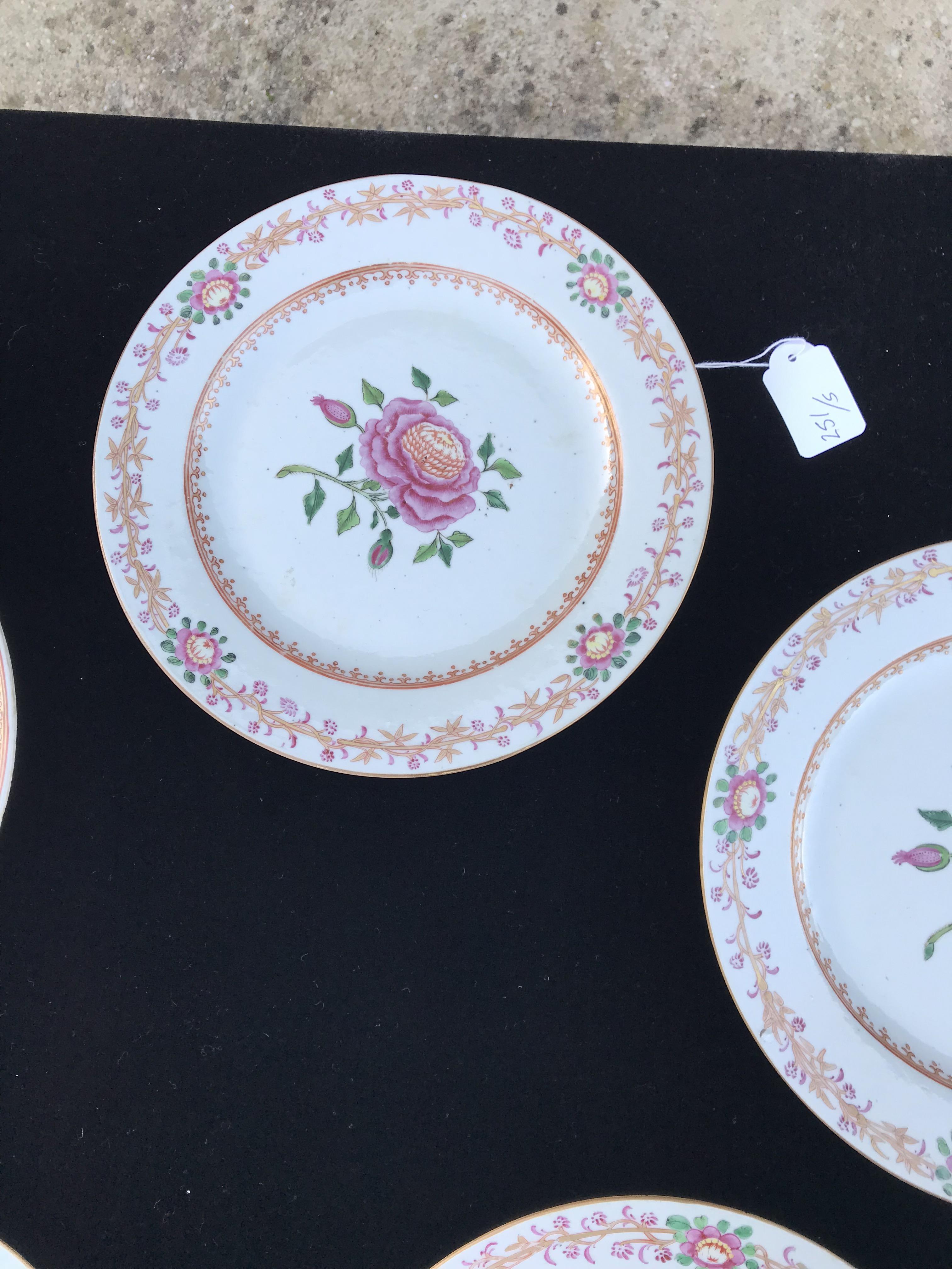 FOUR CHINESE EXPORT ‘FAMILLE-ROSE’ PORCELAIN ‘ADAM’S’ PATTERN PLATES, QIANLONG PERIOD, 1736 – 1795 - Image 4 of 8