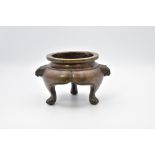 A CHINESE BRONZE TRIPOD CENSER, LATE MING DYNASTY