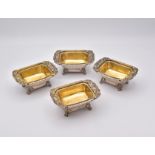 FOUR CHINESE EXPORT SILVER-GILT SALTS