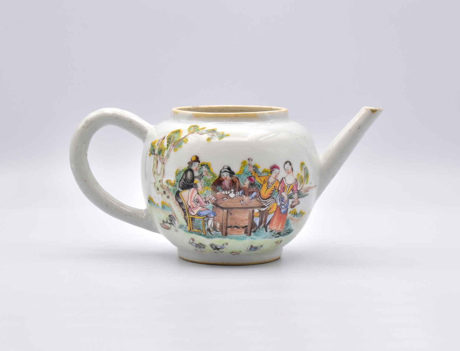 A VERY RARE CHINESE ‘FAMILLE-ROSE’ PORCELAIN TEAPOT, QING DYNASTY, QIANLONG PERIOD, 1736 - 1795