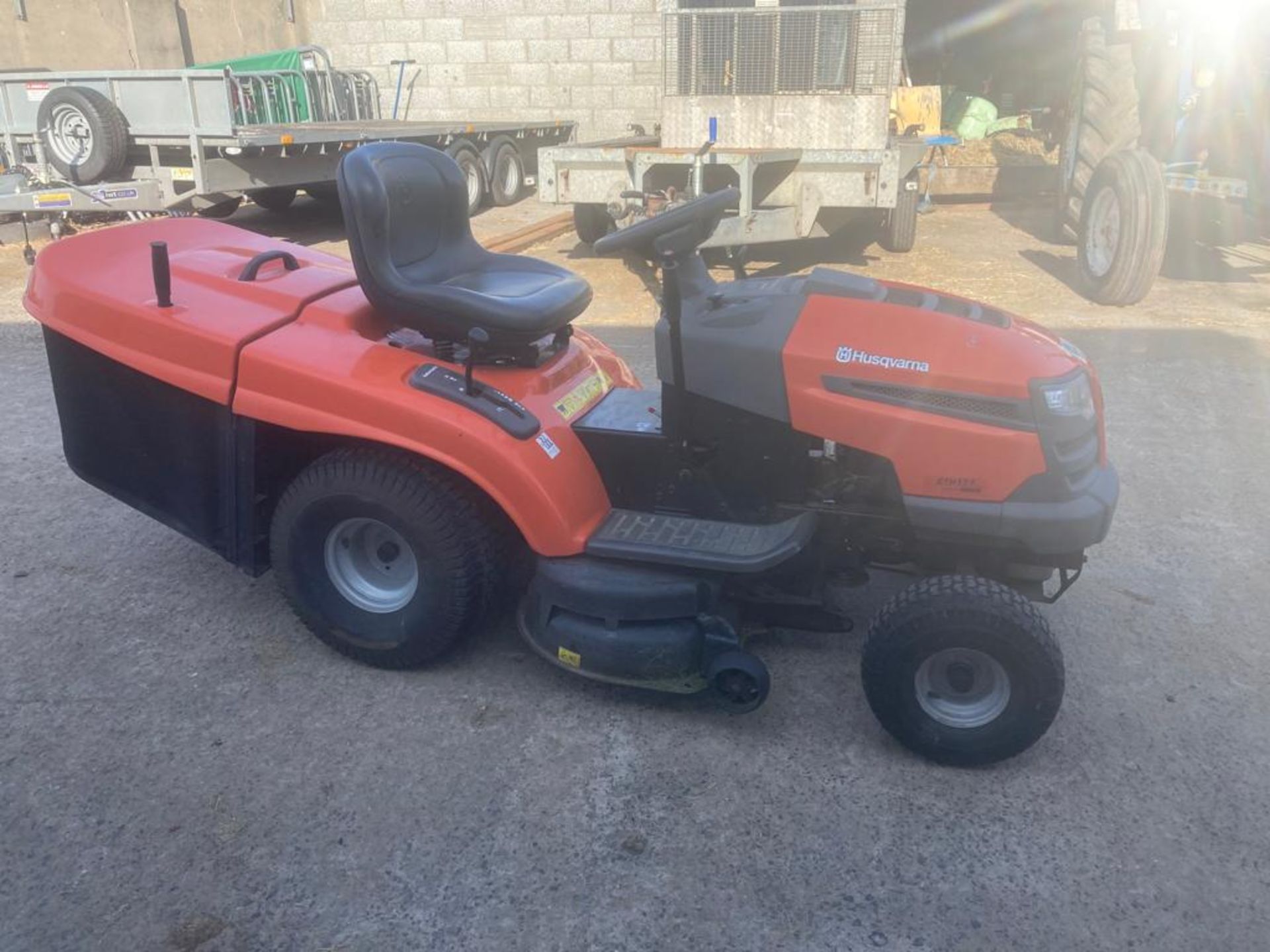 HUSQUAVARNA PETROL RIDE ON MOWER .LOCATED IN NORTHERN IRELAND.