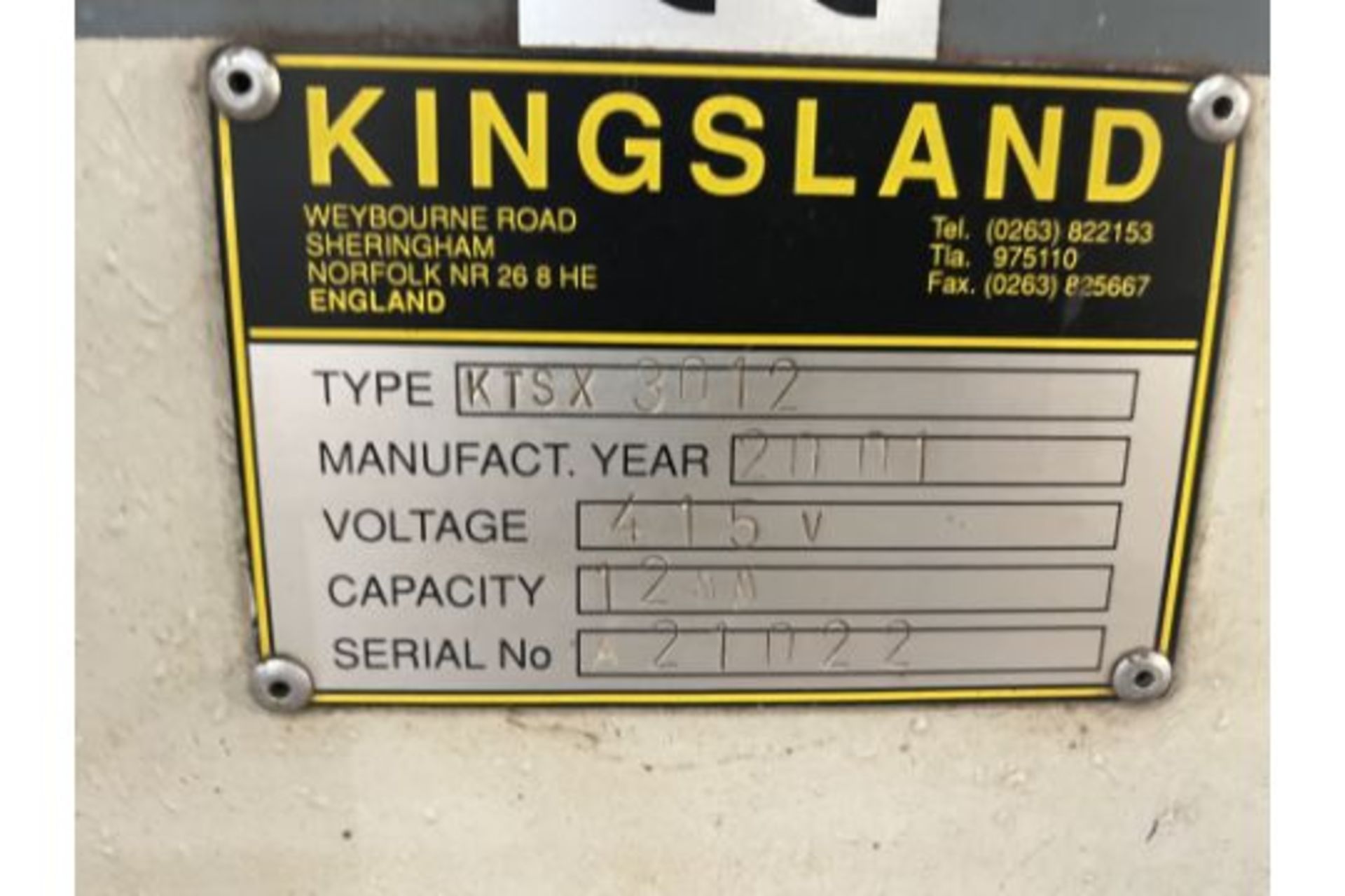 KINGSLAND KTSX 3012 SHEET METAL GUILLOTINE - Image 4 of 4