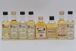Eight independent miniature bottlings of single malt whisky