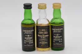 Cadenhead's Black Label miniature series: Benrinnes, three bottlings