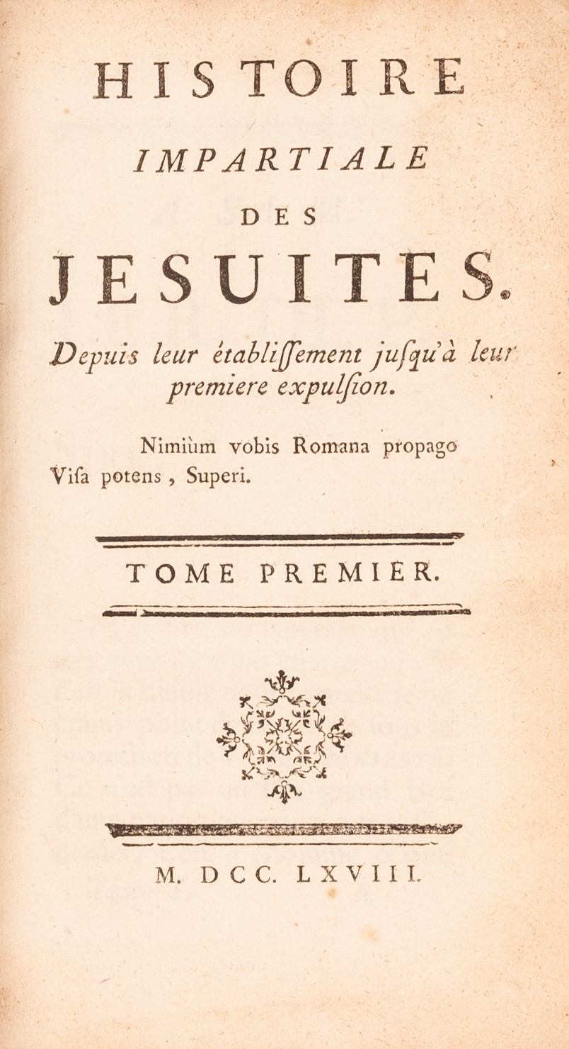 Histoire impartiale des Jesuites depuis leur ètabissment jusq'ua leur premier expulsion (tome premie - Image 3 of 3