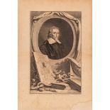Ritratto originale in incisione su rame del medico inglese William Harvey
