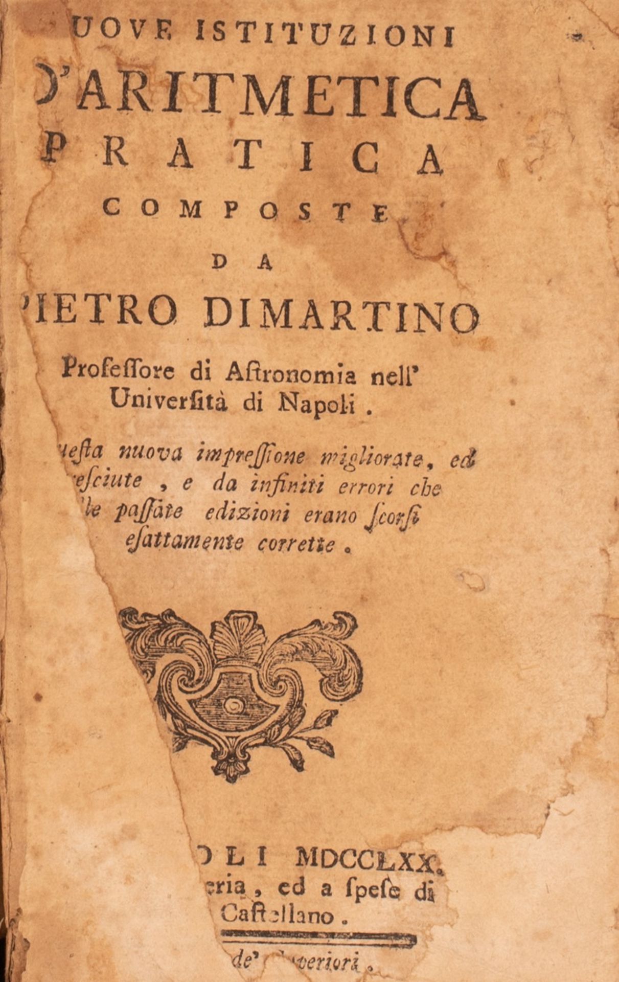 Nuove Istituzioni di Aritmetica Pratica composte da Pietro di Martino Professore di armonia nell'Uni - Bild 2 aus 2