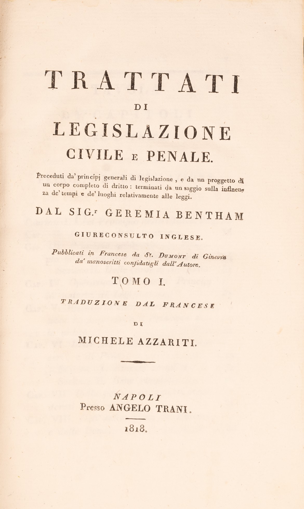 Trattati di legislazione civile e penale (...) del Sig. Geremia Bentham giureconsulto inglese, tradu - Bild 3 aus 3