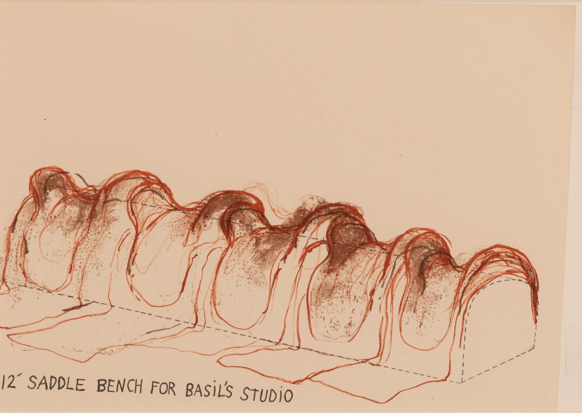 Jim Dine 
(Cincinnati, 1935 - ) 
12' Saddle Bench for Basil's Studio (Saddle Bench) 
