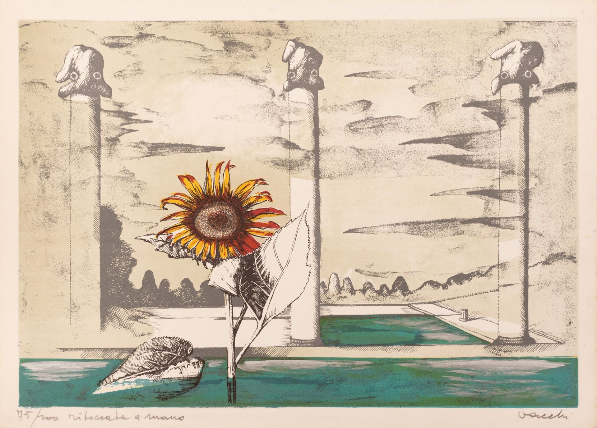 Sergio Vacchi 
( Castenaso, 1925 - Siena, 2016) 
Piscine lustrali con girasole 
