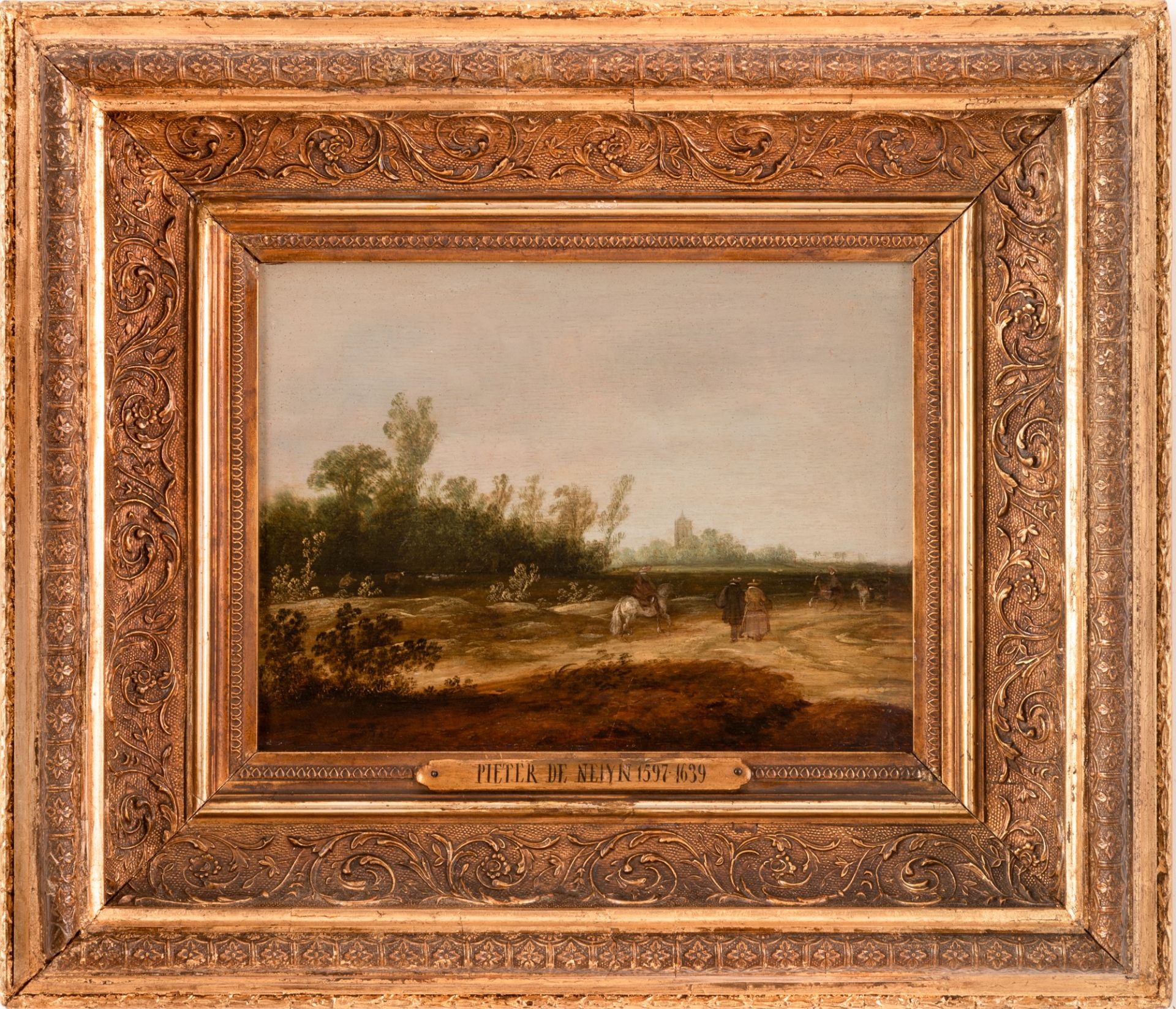 Pieter  de Neyn (attribuito a) Paesaggio con figure a cavallo - Bild 2 aus 3