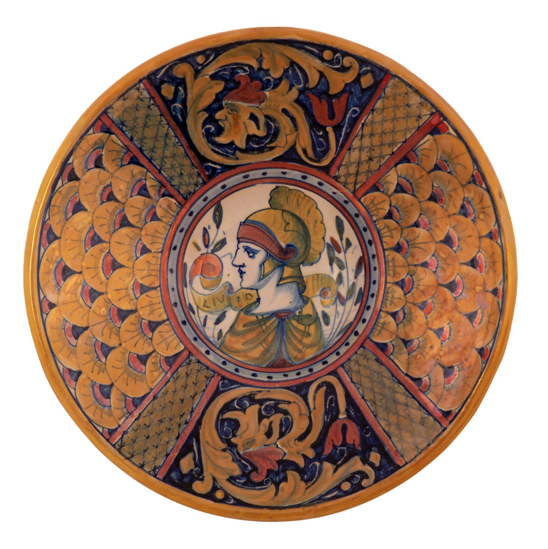  4 piatti in maiolica a lustro Gualdo Tadino raffigurante imperatori  - Bild 3 aus 10
