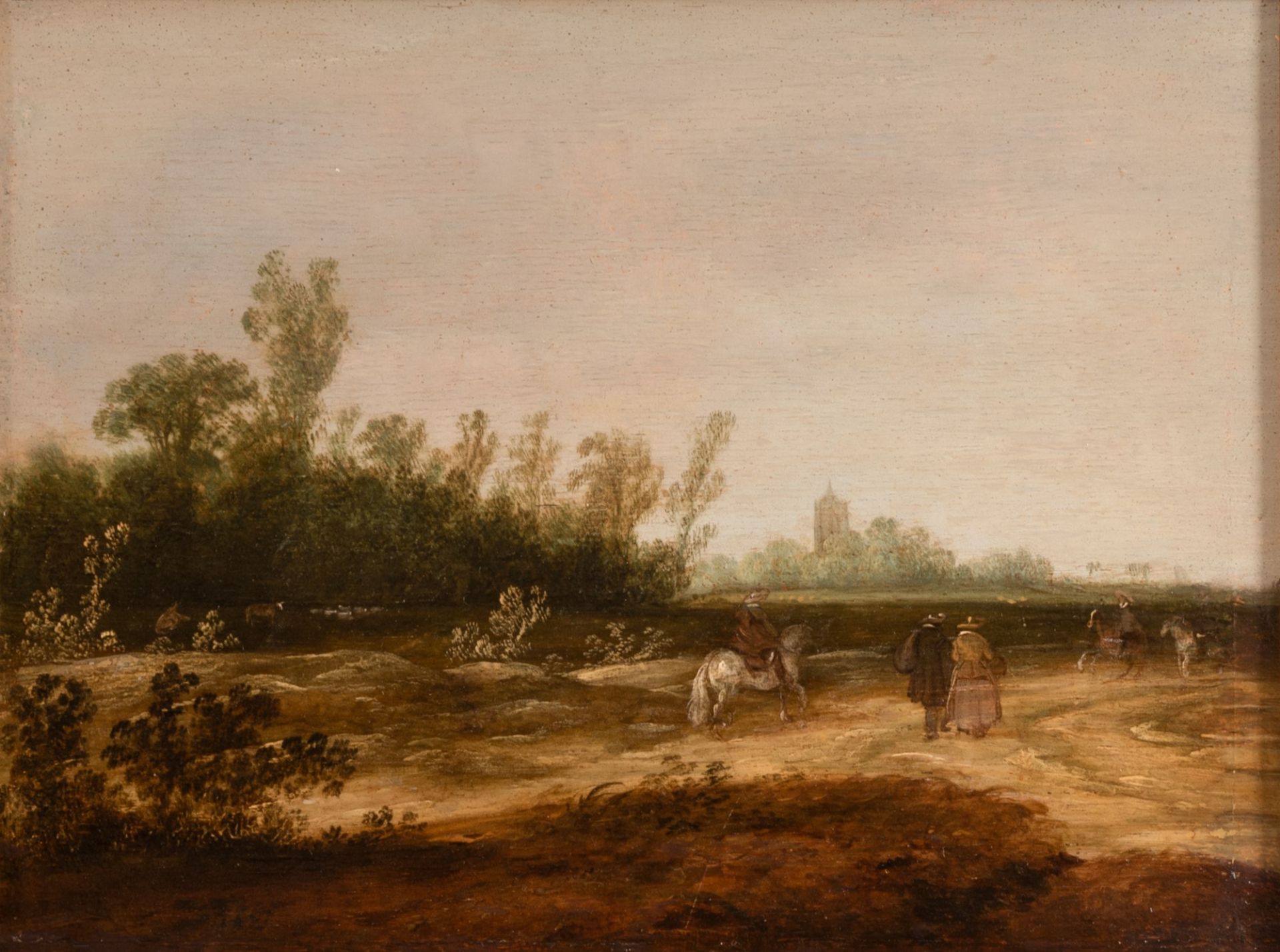 Pieter  de Neyn (attribuito a) Paesaggio con figure a cavallo