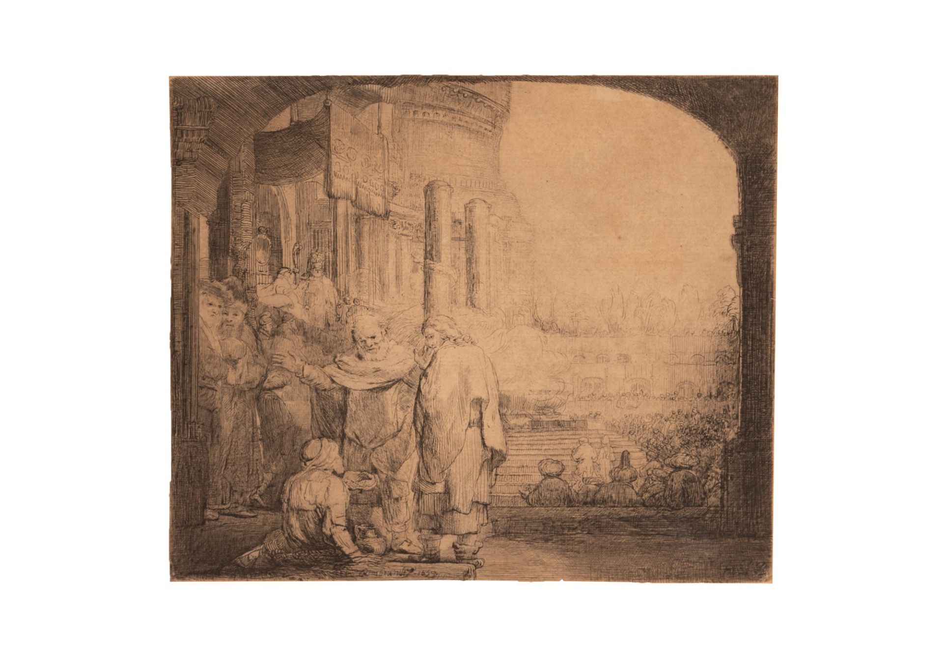 Rembrandt (da) Pietro e Giovanni guariscono uno storpio davanti al tempio