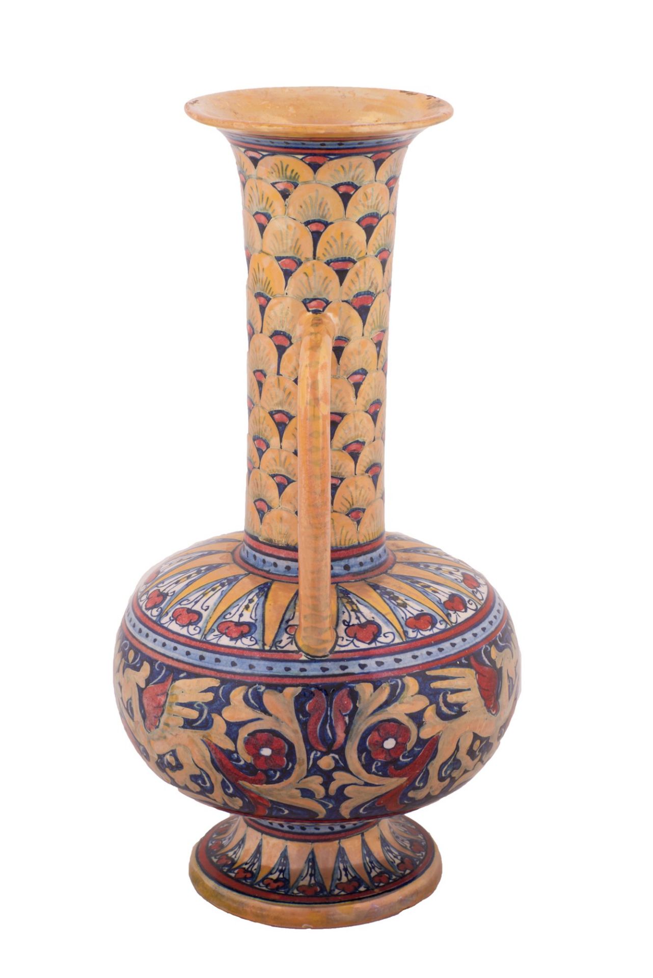  Vaso a tromba in ceramica dipinta a lustro Gualdo Tadino Società Mastro Giorgio - Image 2 of 3