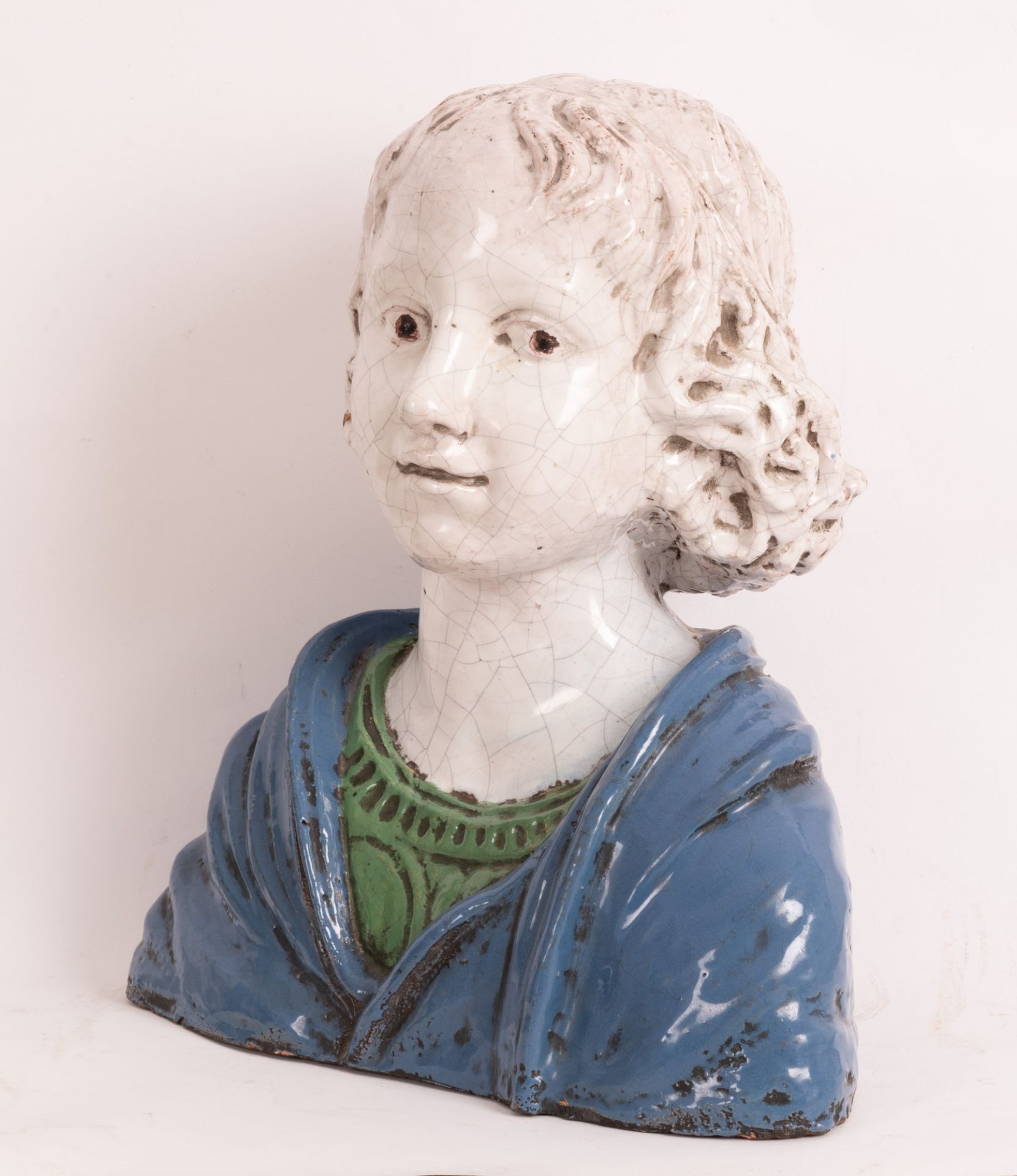Busto di fanciullo in terracotta maiolicata - Bild 2 aus 3