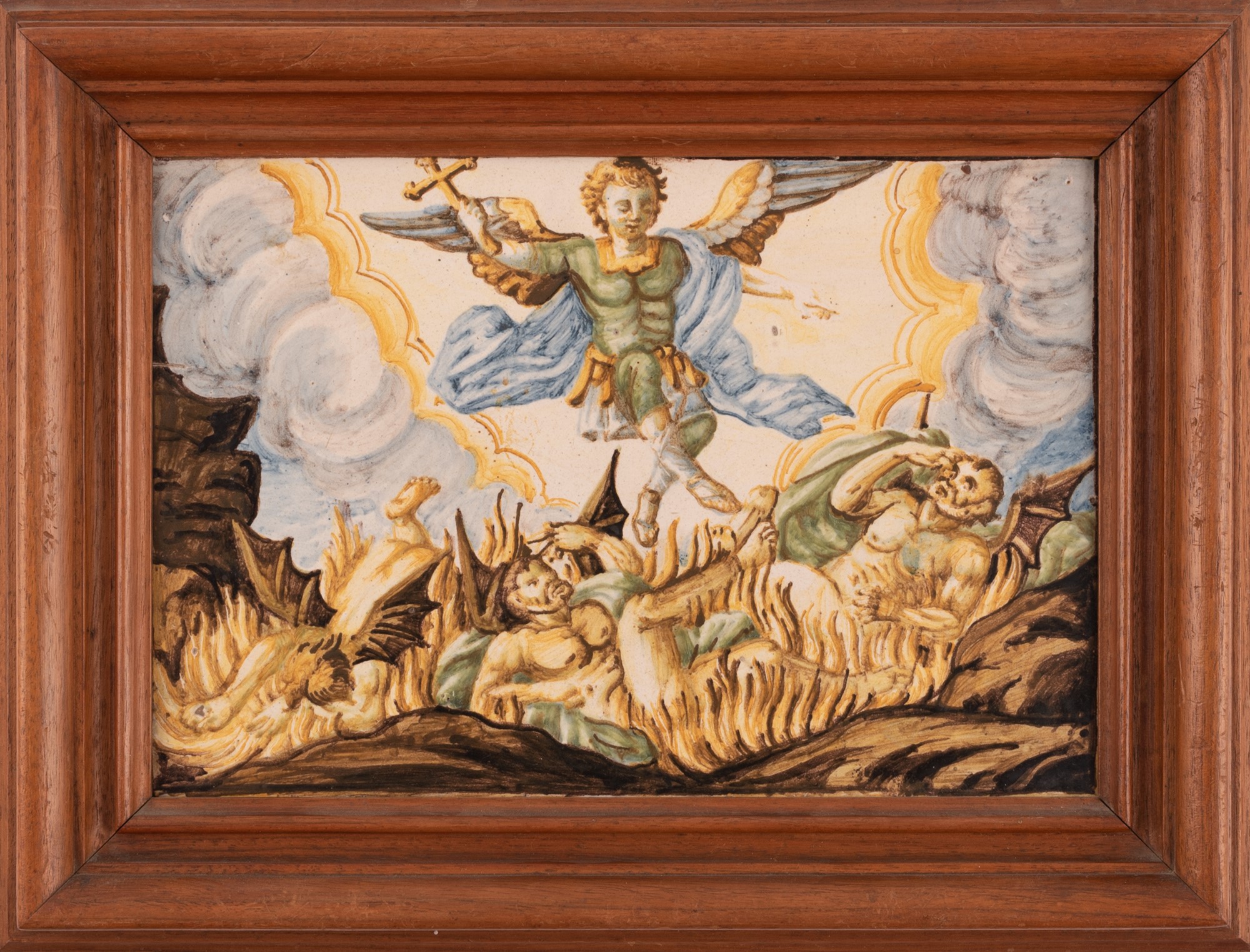 Mattonella maiolicata raffigurante San Michele Arcangelo trionfante - Image 2 of 3