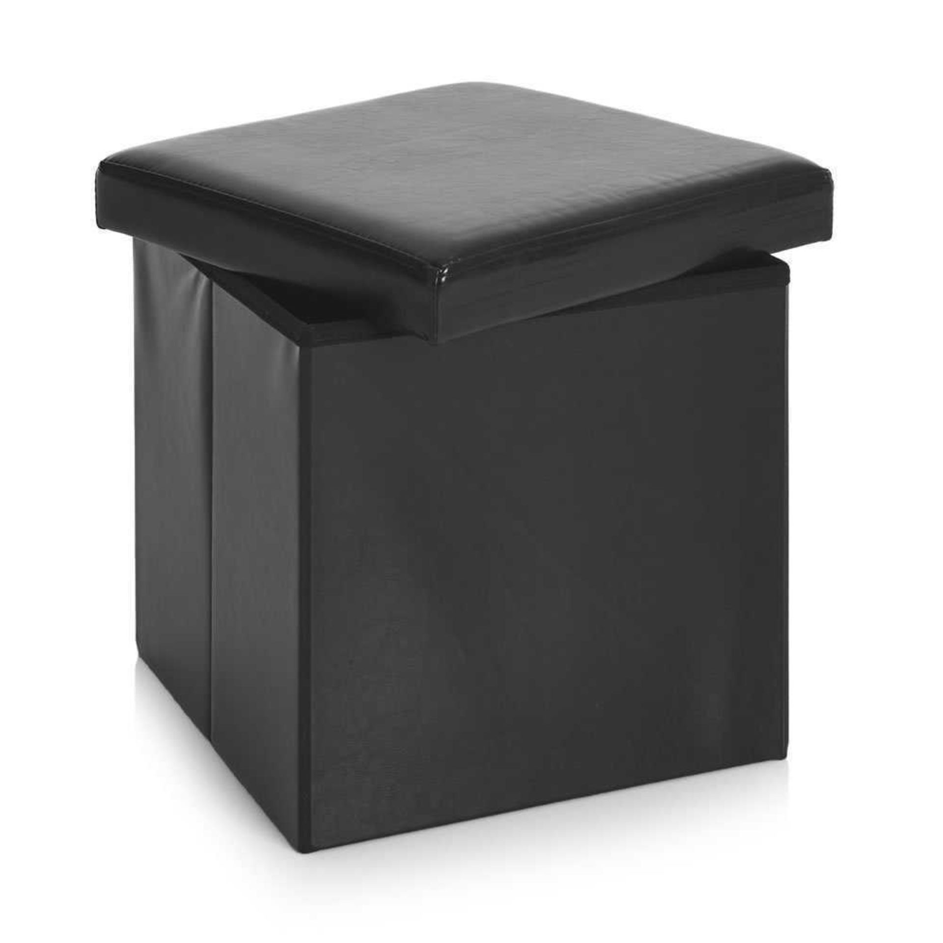 (Jb) RRP £475 Lot To Contain 1 John Lewis And Partners Black Leather Storage Box Footstool (No Tag)