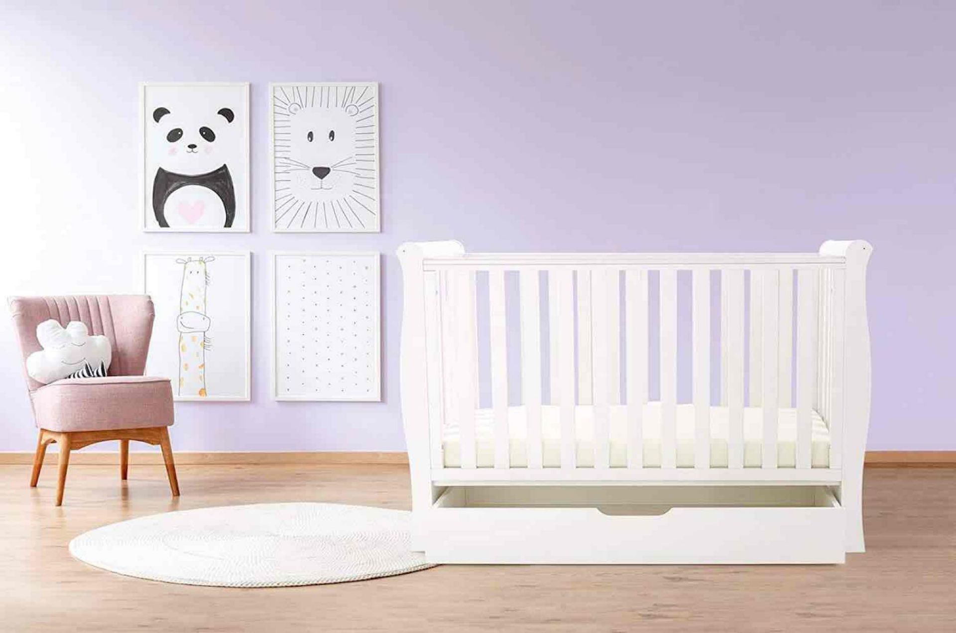 (Jb) RRP £150 Lot To Contain 1 Boxed Charlotte By Poppy's Playground White Wooden Cot (Tr) Drawer