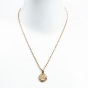 RRP £675 Dior Cd Rhinestone Round Pendant Necklace Gold - AAR1217 - Grade A - (Bags Are Not On Site,