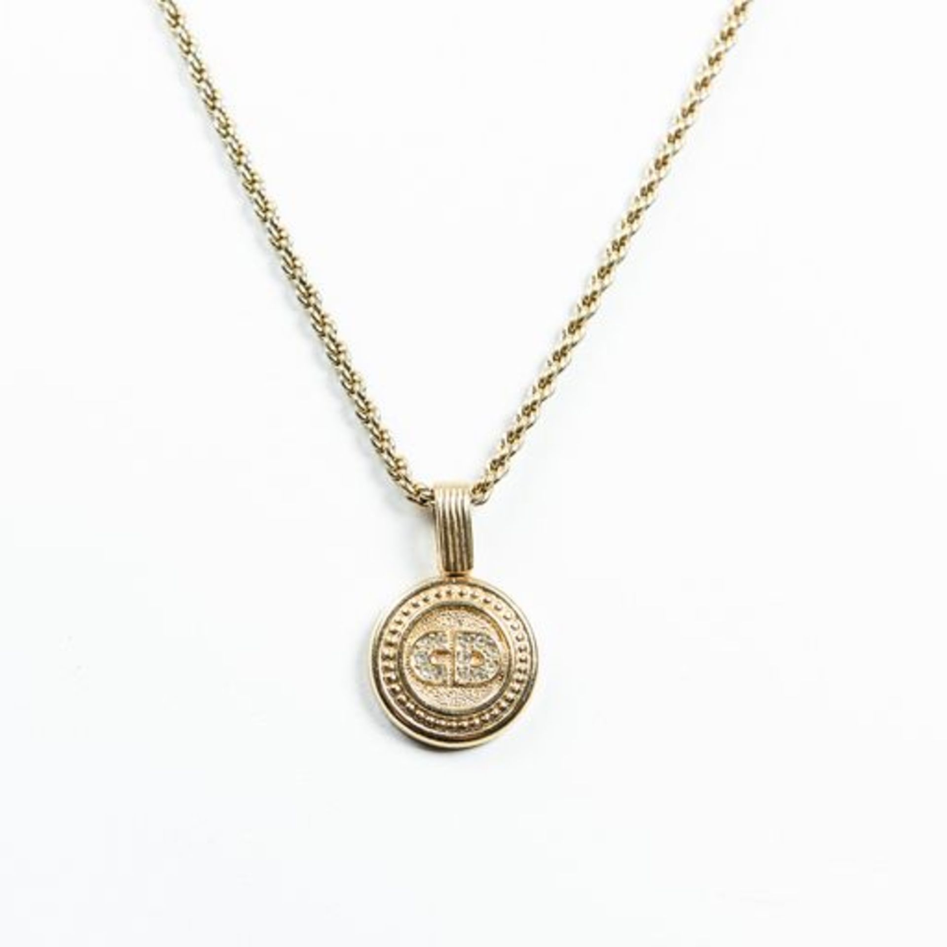 RRP £675 Dior Cd Rhinestone Round Pendant Necklace Gold - AAR1217 - Grade A - (Bags Are Not On Site, - Image 2 of 3